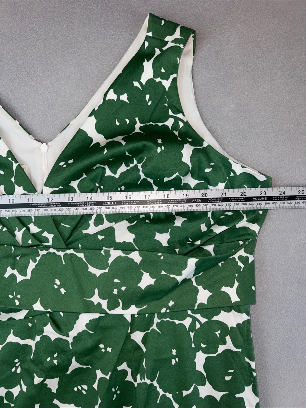 Donna Ricco Green and White Floral Sheath Dress Back Zip Women's 18W EUC - Picture 6 of 8